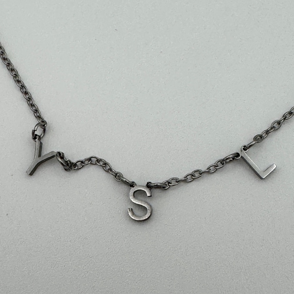 Silver Tone YSL Initial Letter Necklace Minimalist Chain Dainty Jewelry